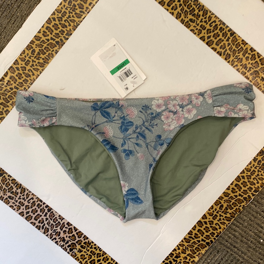 Becca Metallic Green American Fit Large Swimsuit Bottoms New 4/25